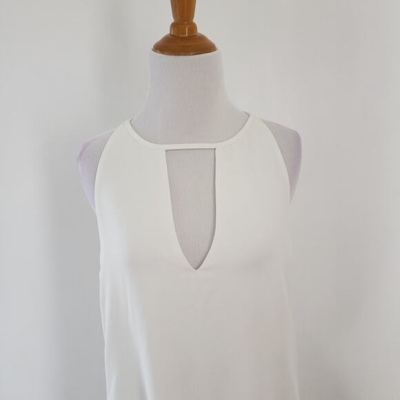 Parker Riviera Lace-Up Sides Dress Keyhole Neck White Small - Picture 5 of 13